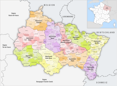 France A map of the Grand Est region and its departments