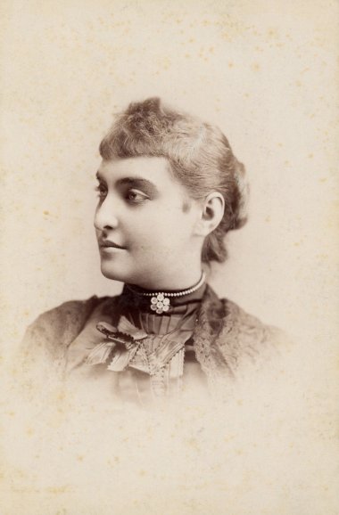 Portrait of Sophie Heim Black and white side portrait of a young woman.