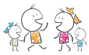 Family drawn as stick figures