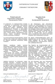 Polonia Un'immagine del certificato di partnership Lanicut