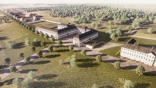 Progetto culturale Vista a volo d'uccello del Castello di Karlsberg e del WaldPark
