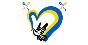 Изображение голубя и сердца в цветах украинского флага