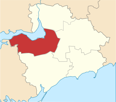 Zaporijya bölgesinin ve Vasylivka ilçesinin haritası kırmızıyla işaretlenmiştir