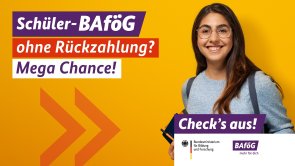 Bafög Усміхнений студент і слоган Bafög Федерального міністерства освіти і науки