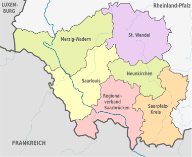 Saarland Eine Karte der Landkreise im Saarland