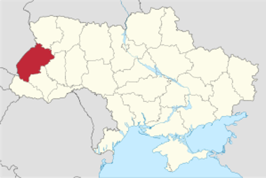 Ukraine Eine Karte der Ukraine und Lviv rot markiert