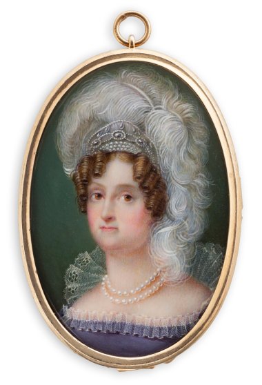 Miniatur Herzogin Amalie Gemälde eines Frauenportraits.
