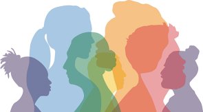 bunte Silhouetten von verschiedenen Menschen