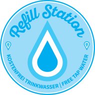 Trinkwasser und Refill - Initiative Verweis auf eine Refill-Station mit kosntenfreiem Trinkwasser