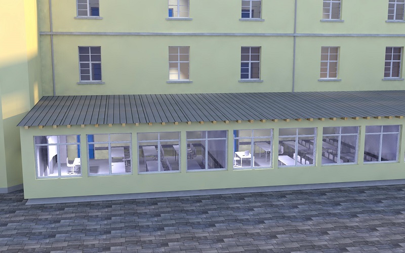 So wird der Flachdachanbau geplant. Fotos/3D-Zeichnungen: Christin Omlor So wird der Flachdachanbau geplant. Fotos/3D-Zeichnungen: Christin Omlor